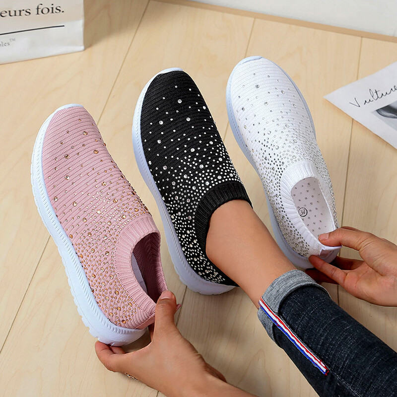 womens sparkle slip on sneakers